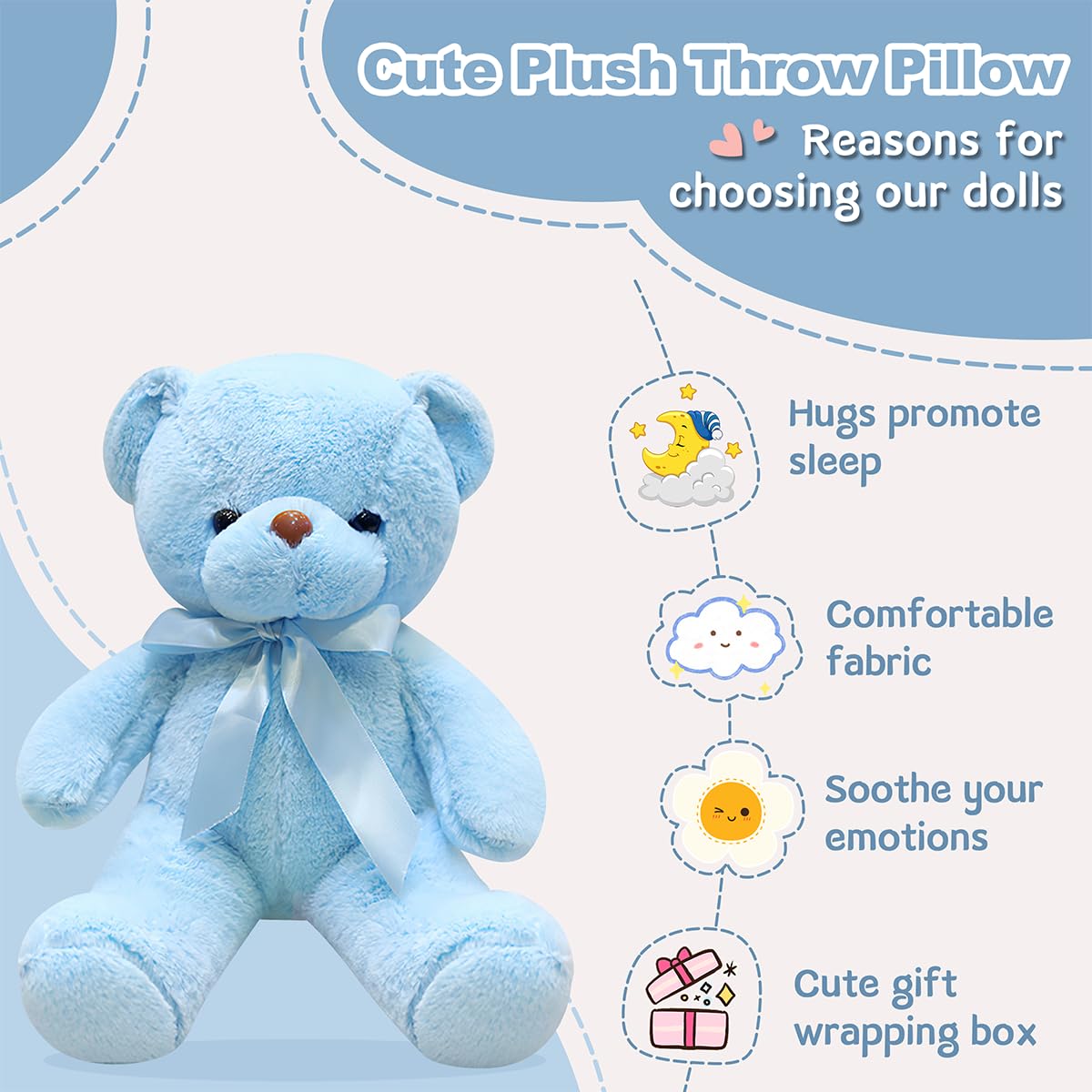 VYUSIT blue teddy bear being hugged by a child during playtime