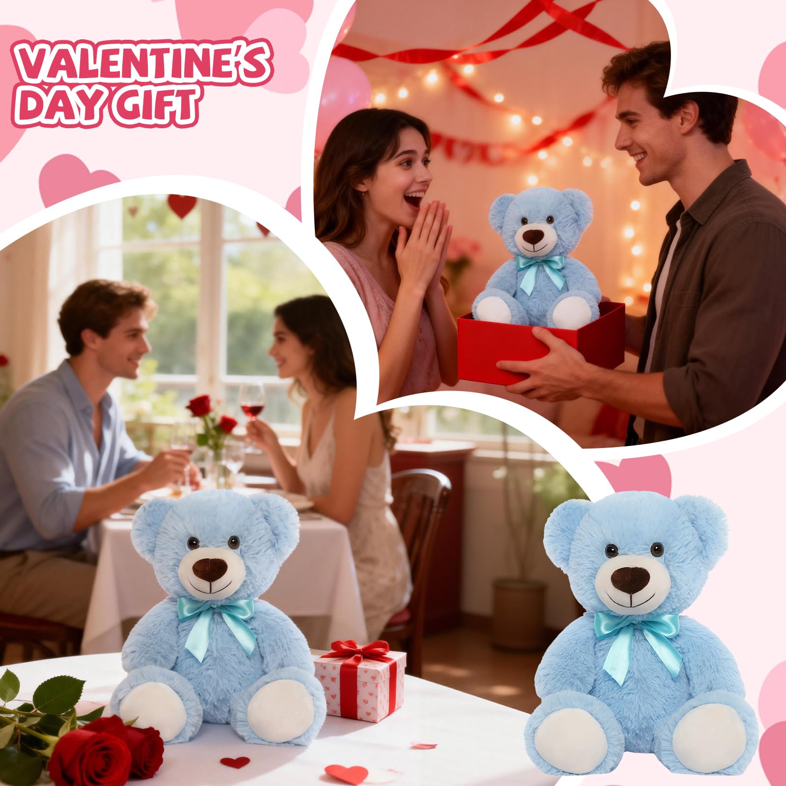 VYUSIT blue teddy bear 13.5-inch plush, bulk pack for classrooms or parties