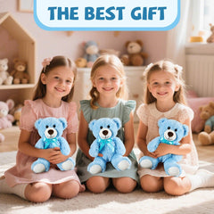 VYUSIT blue teddy bear 13.5-inch plush, safe play companion for ages 3+