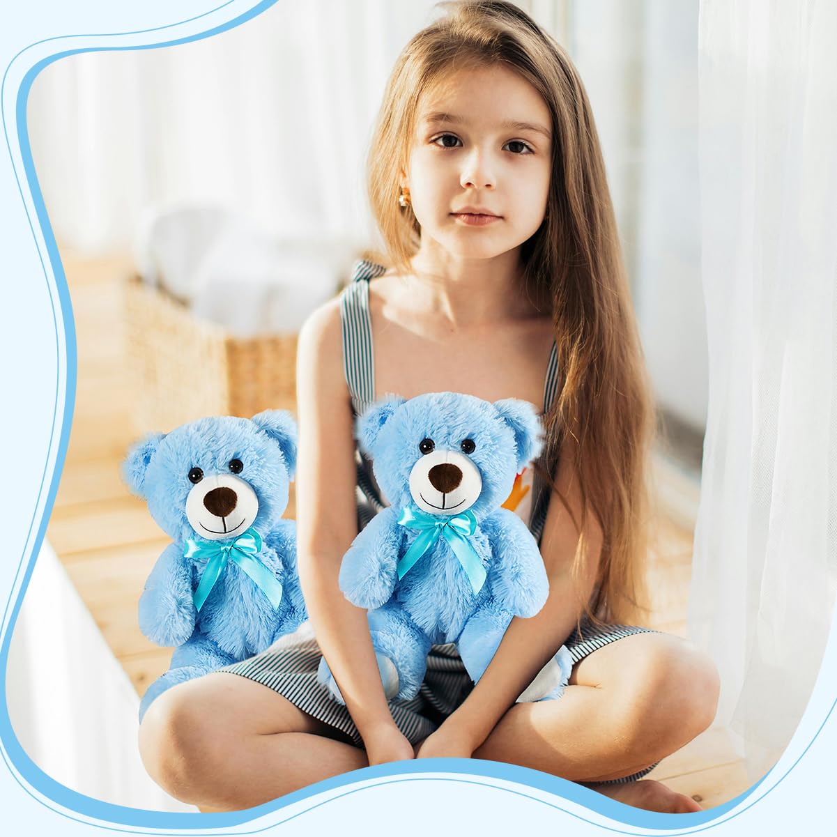 VYUSIT blue teddy bear 13.5-inch plush, easy-care and long-lasting cuddle buddy