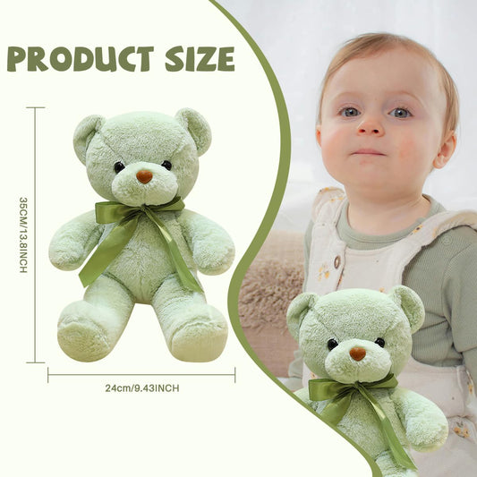 VYUSIT green teddy bear 13.5in closeup fabric texture for cuddling.