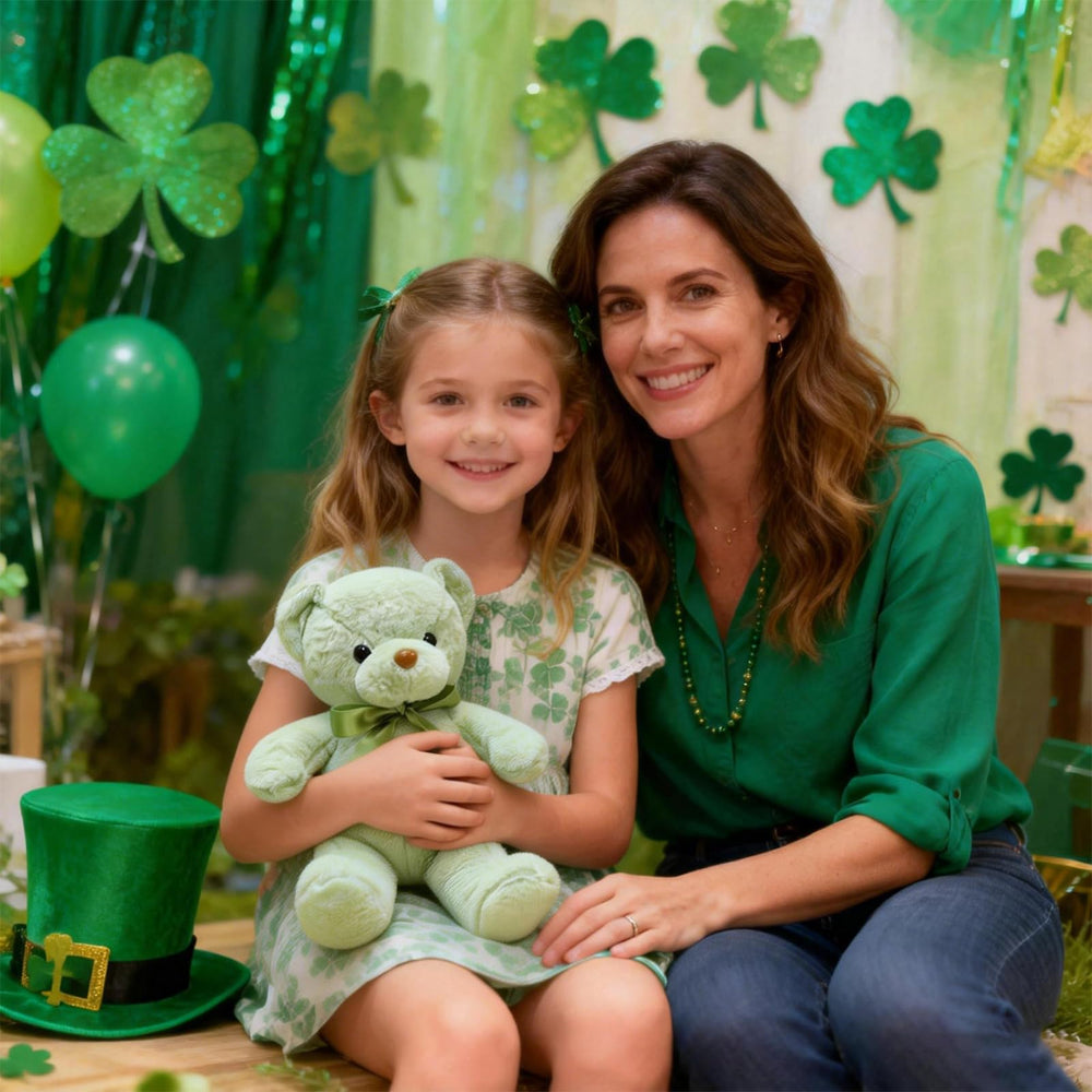 VYUSIT green teddy bear packaged as a gift-ready option for celebrations