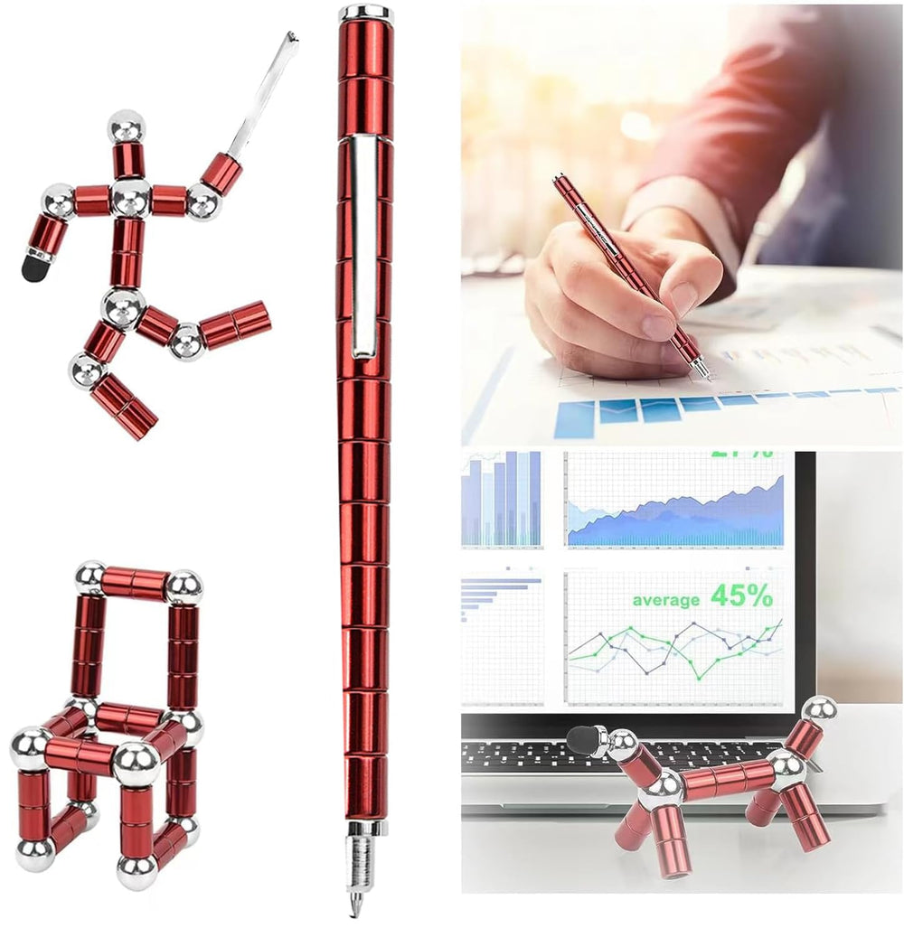 VYWmna fidget pen red desk-scene highlights portable desk toy for focus during tasks.