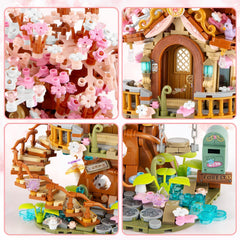 Vziimo Cherry Blossom Treehouse interior details capture the spiral staircase and pond charm