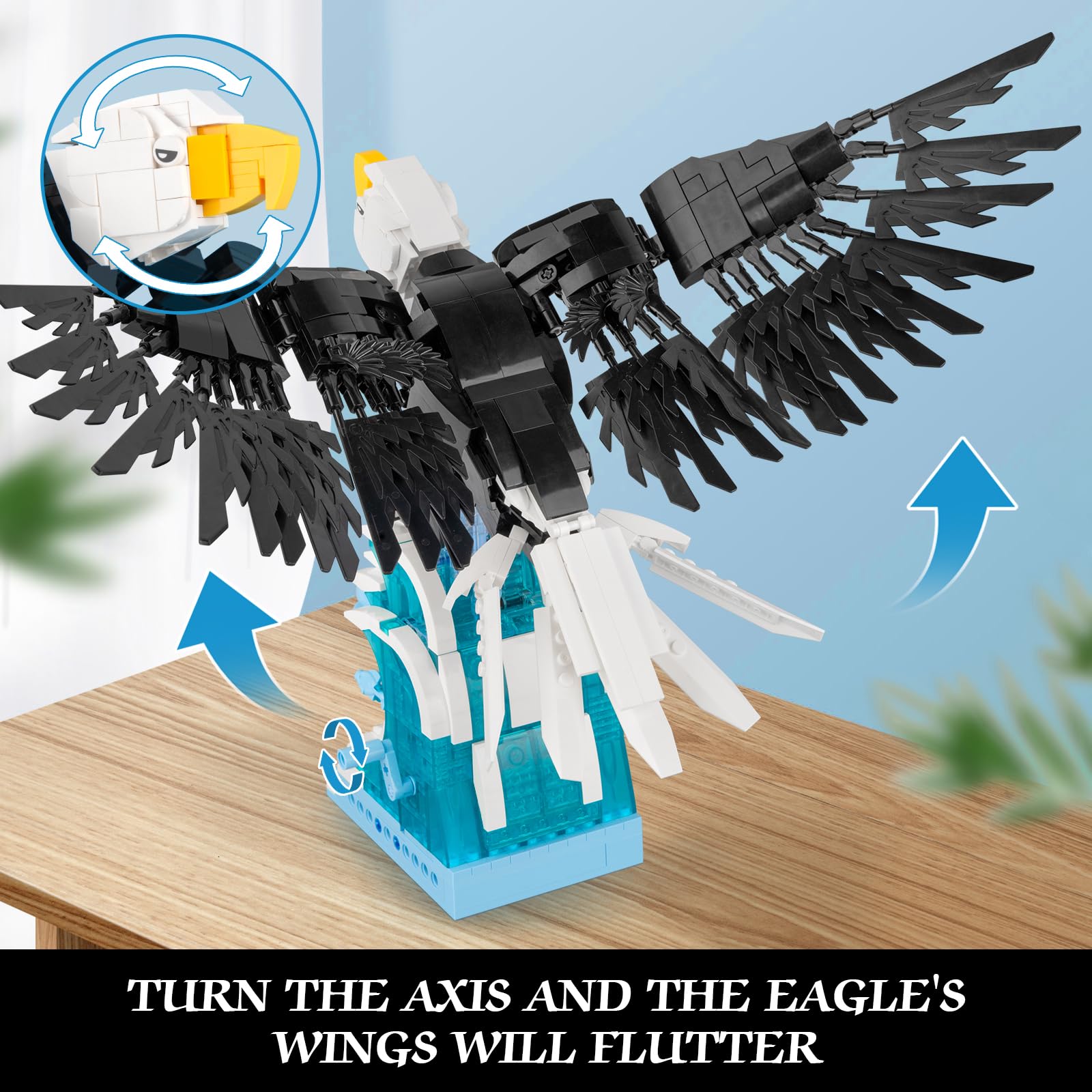 Vziimo Eagle head and feathers are adjustable for realistic poses.