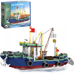 Vziimo fishing boat building blocks with a detailed hull for display and play