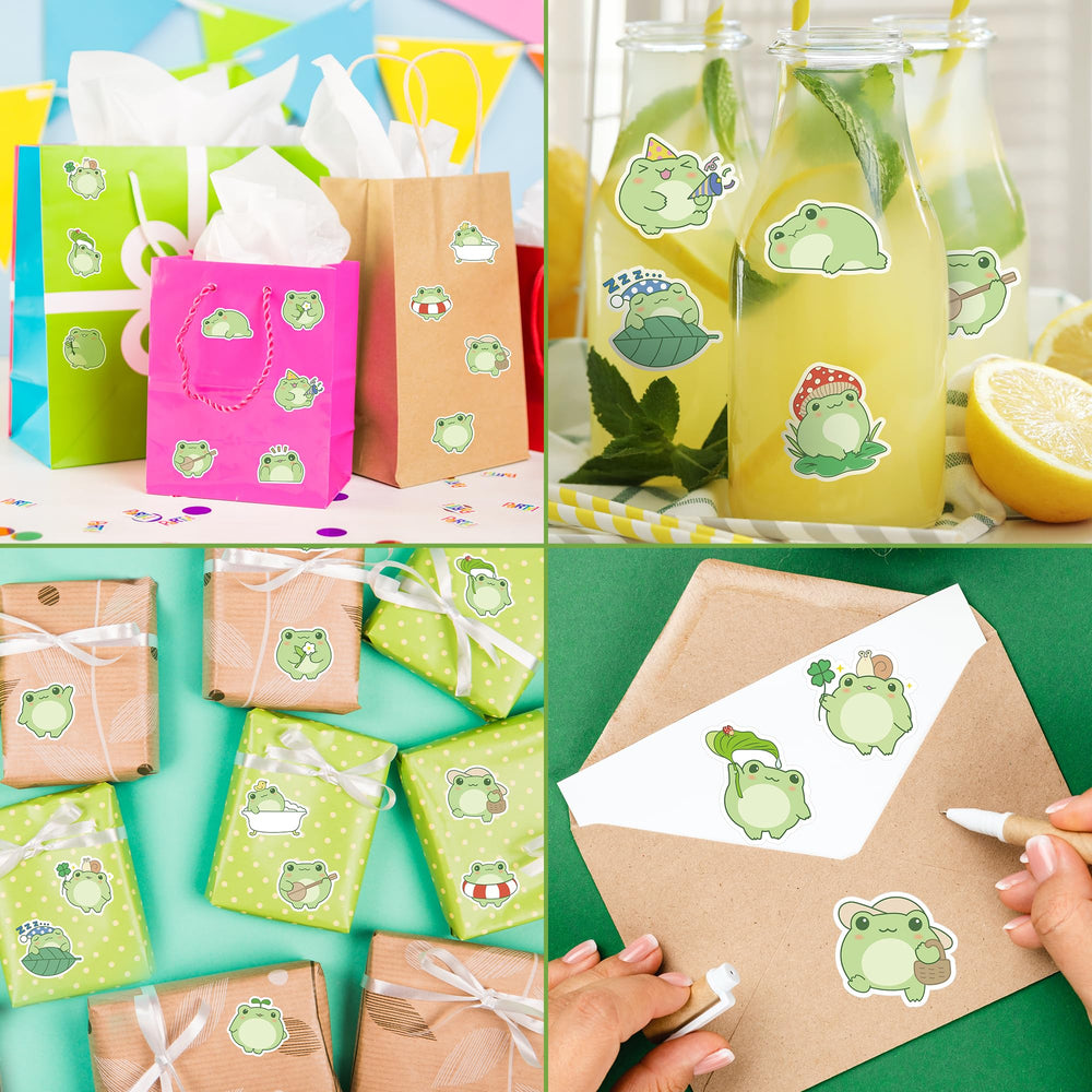 W1cwey frog sticker roll enhances party decor and gift bags.