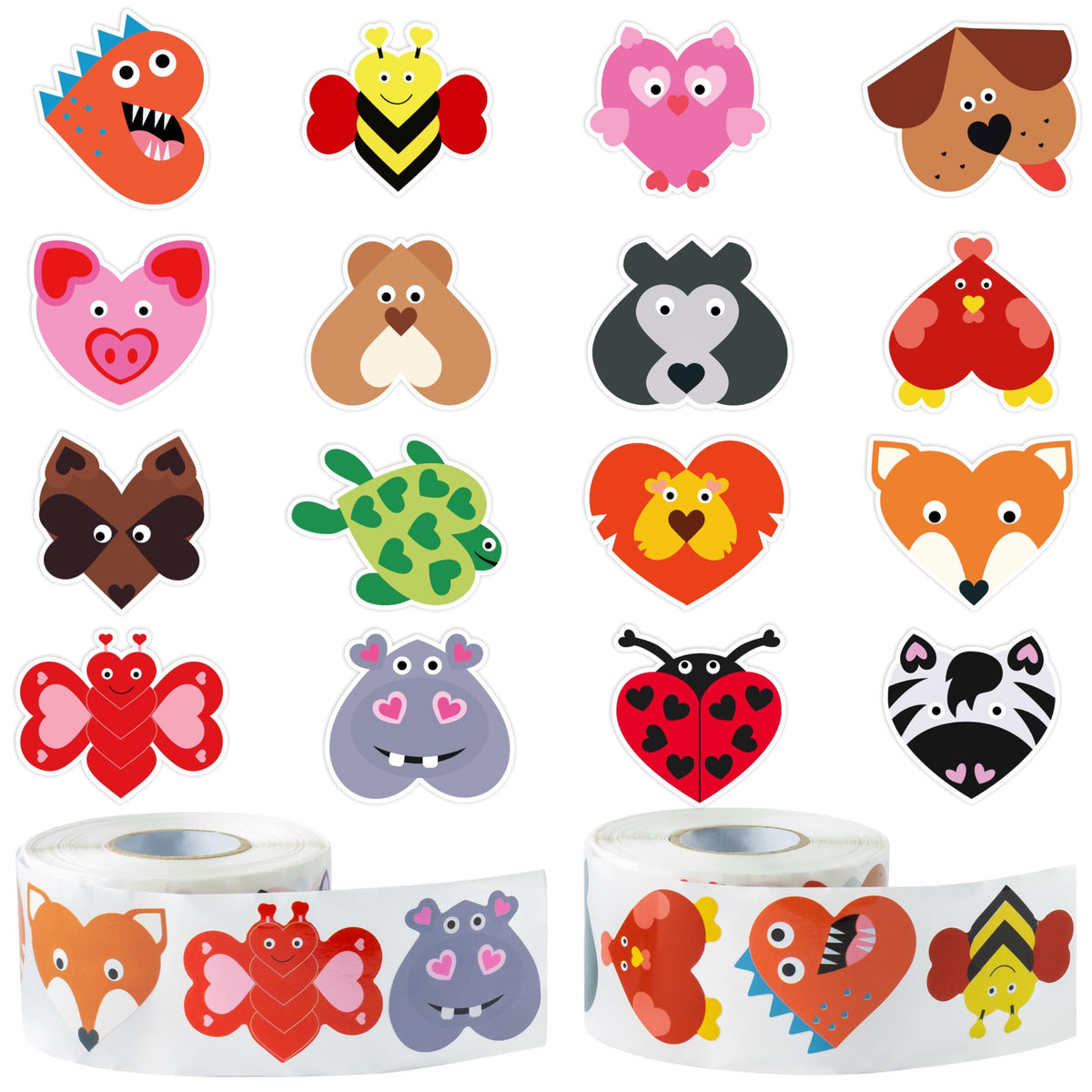 W1cwey Valentine animal heart stickers rolls for versatile gift wrapping