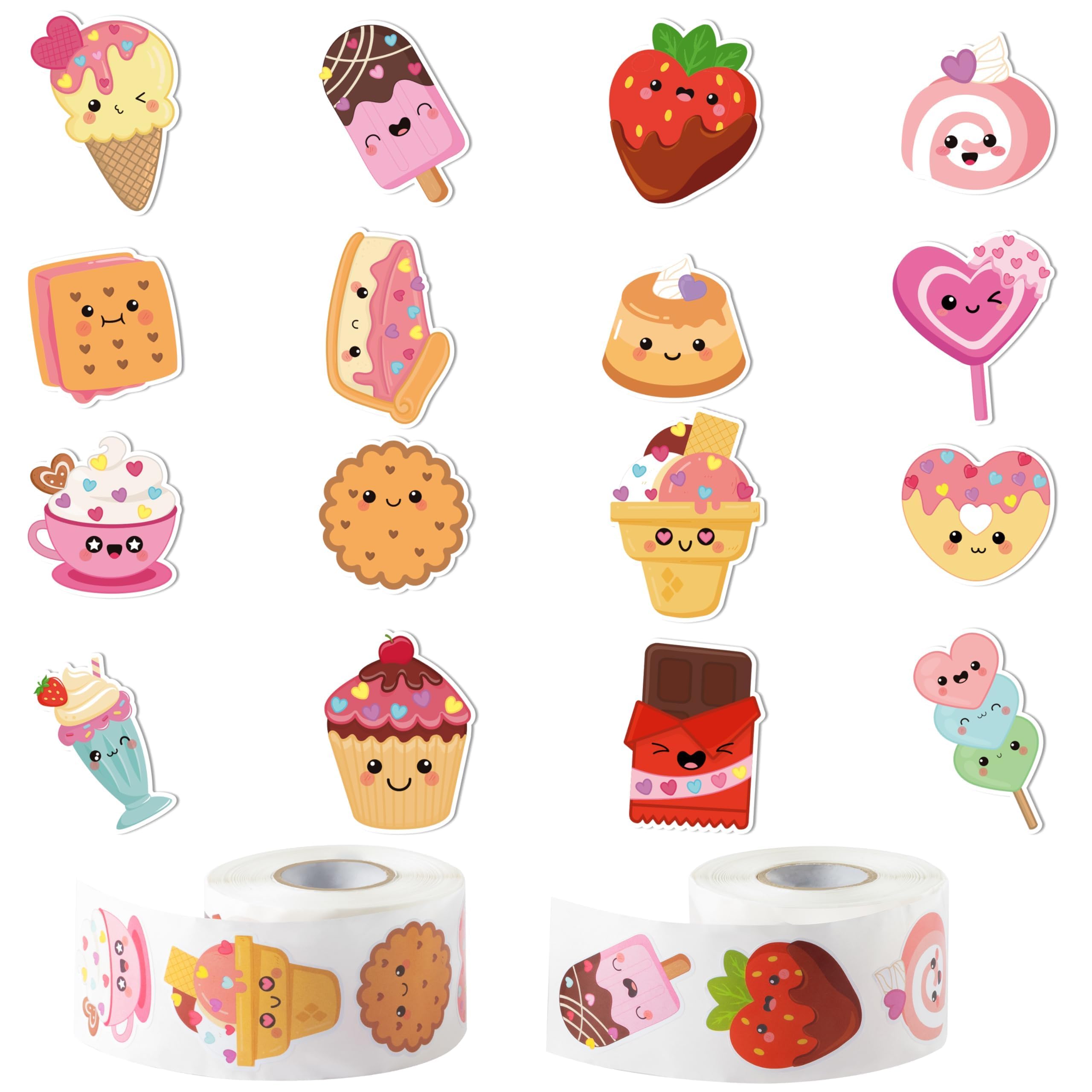 W1cwey Valentine's Day cartoon dessert stickers for journaling and gifting.