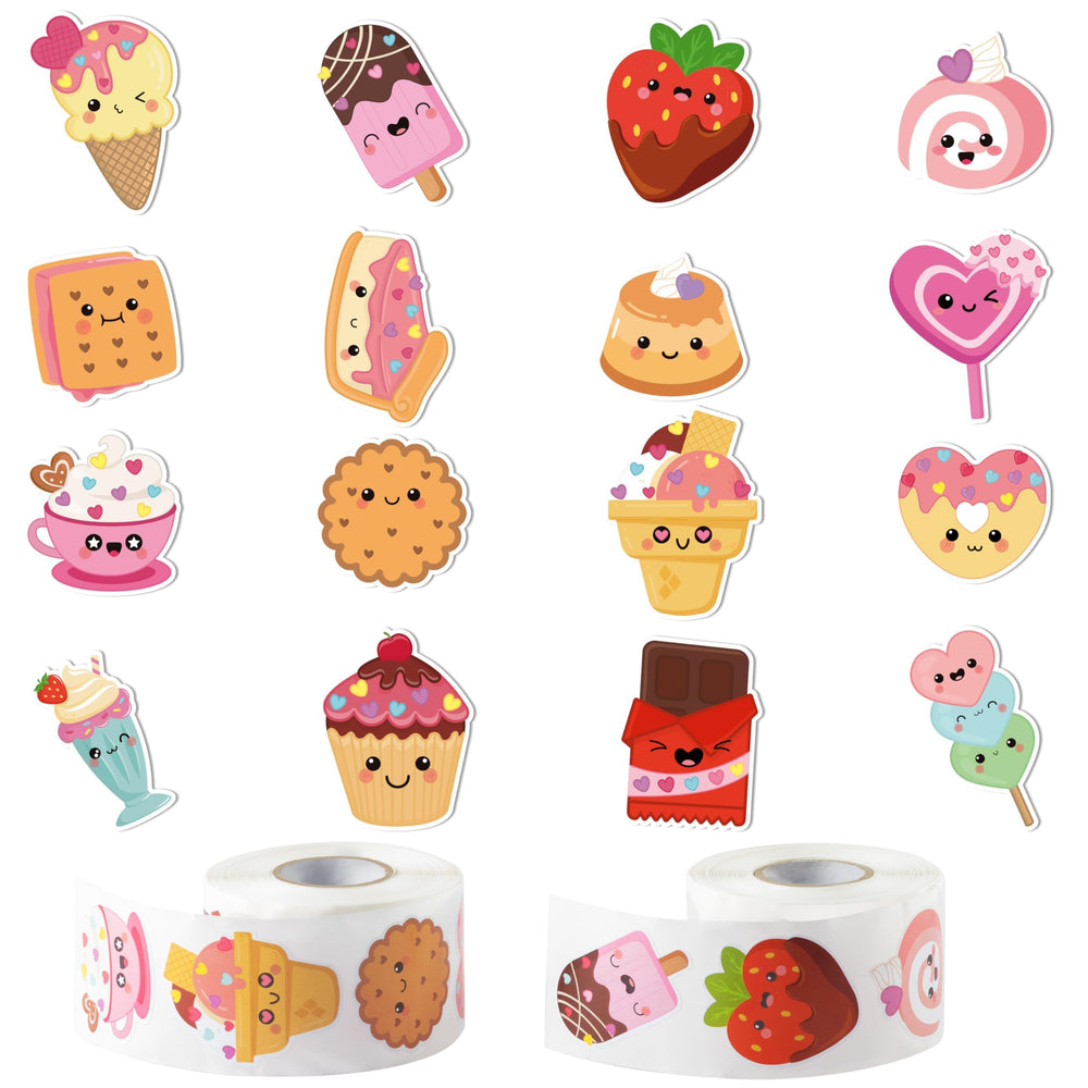 W1cwey Valentine's Day cartoon dessert stickers for journaling and gifting.
