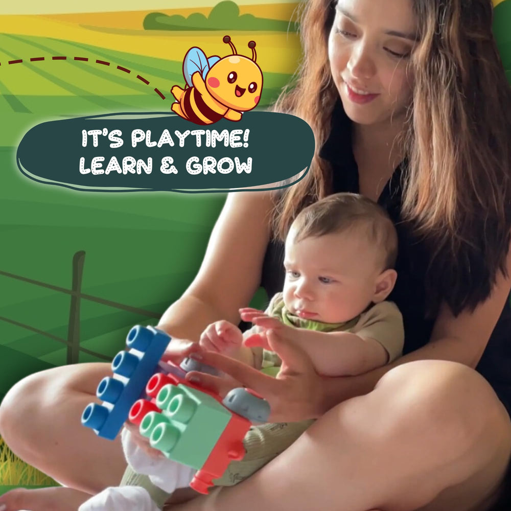 WaBee Baby mega blocks designed to stay out of tiny mouths for safer play.