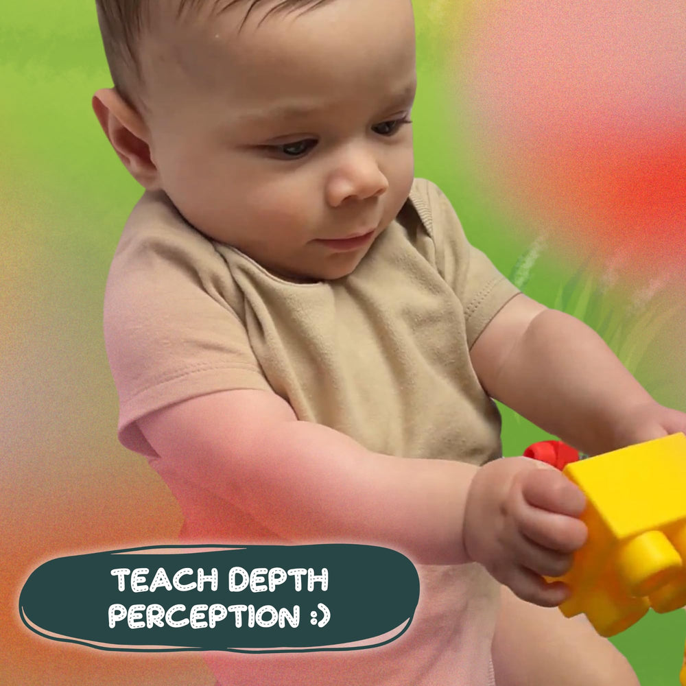 WaBee Baby rubber blocks with sensory texture for flexible, bite-resistant stacking.