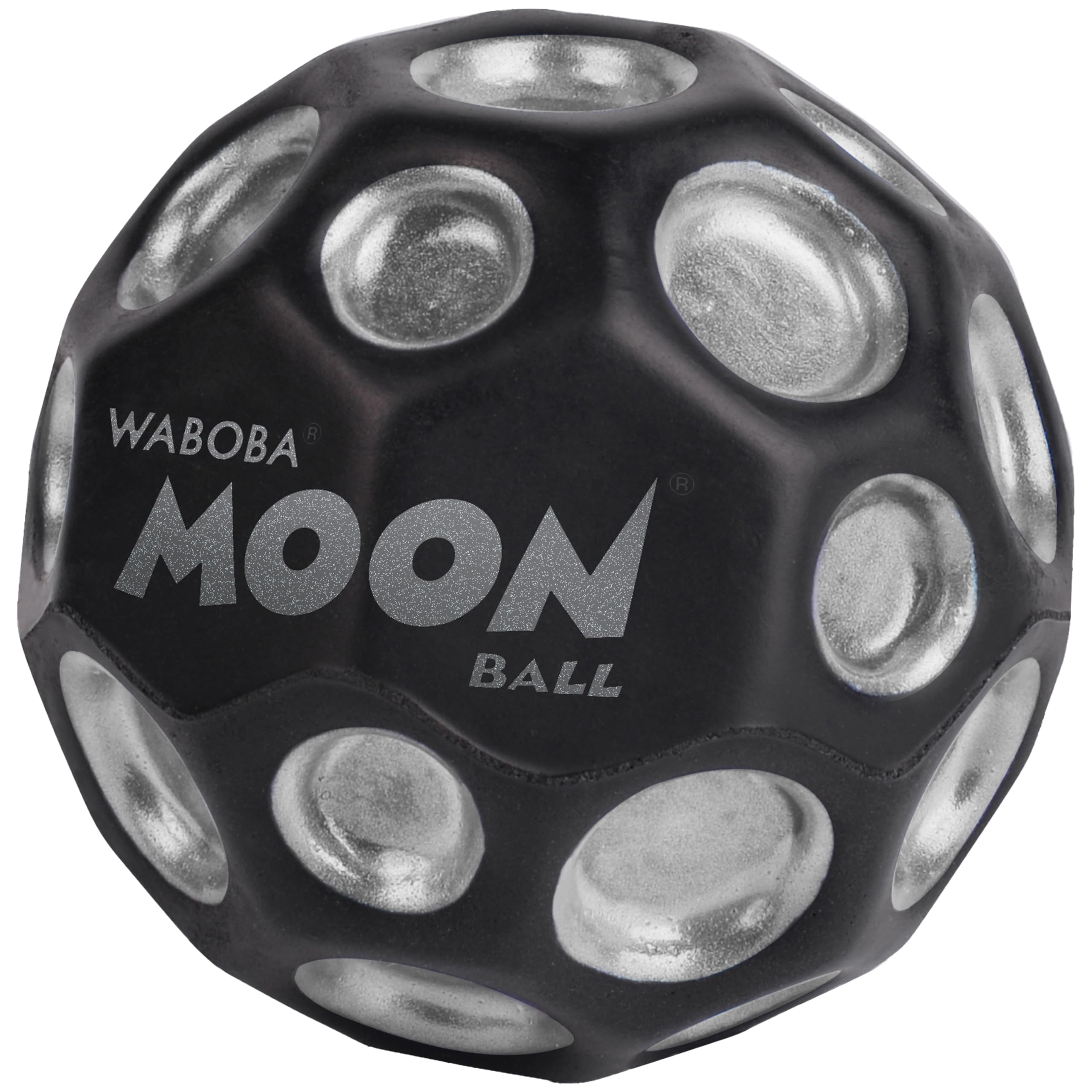 Waboba Moon Ball crater texture close-up boosts dynamic play outdoors.