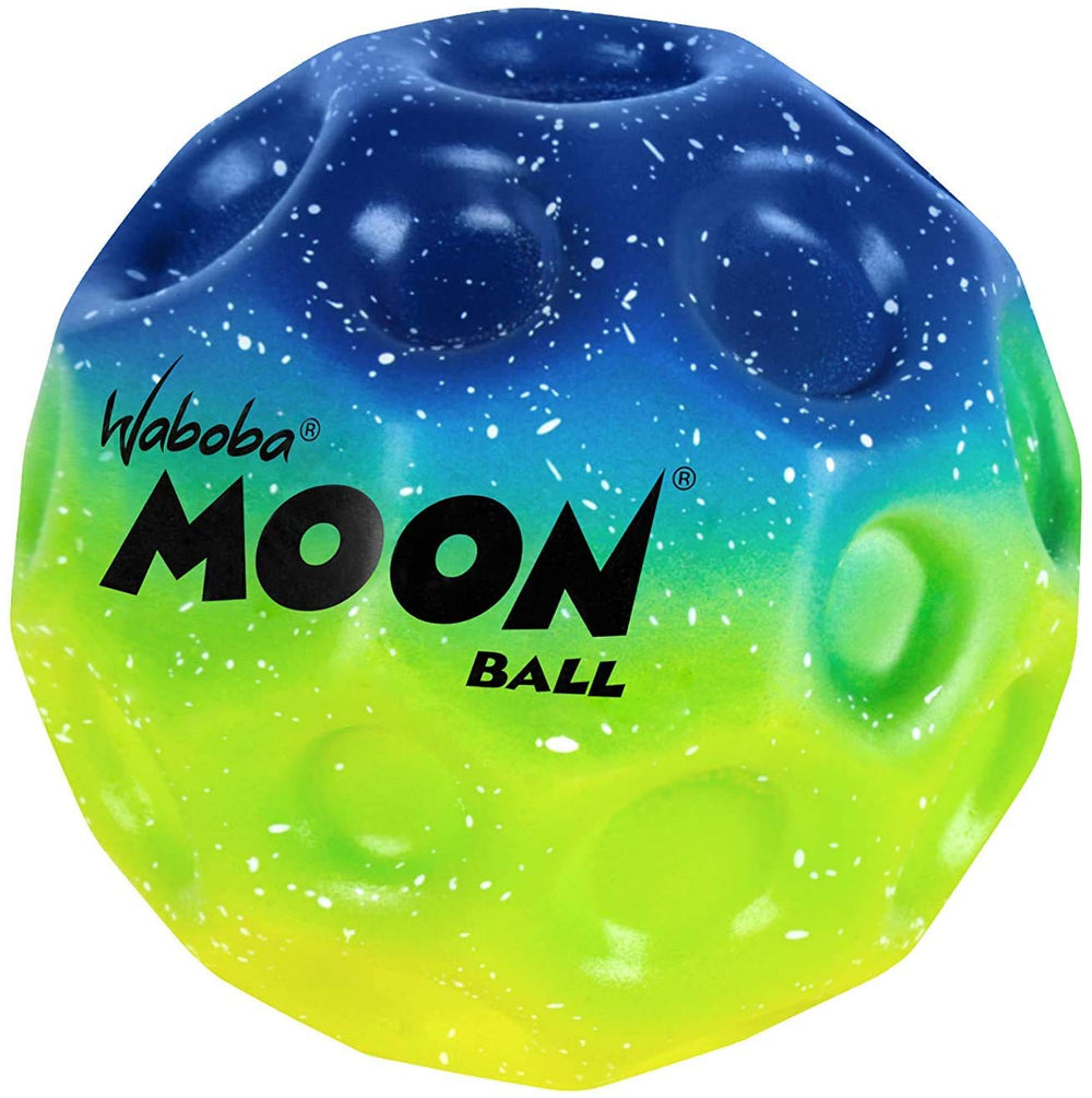 Waboba Moon Ball hits pavement with a distinctive pop sound.