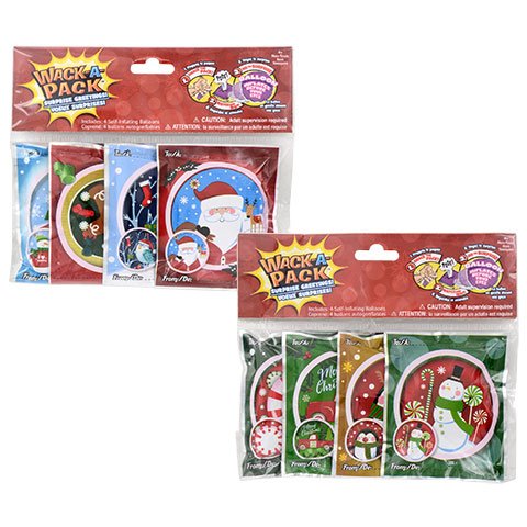Wack-A-Pack self-inflating Christmas balloons pack—gift-ready for classroom exchanges.
