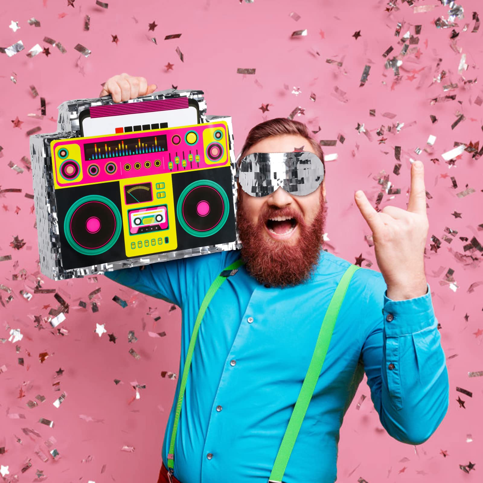 Vibrant 80s-themed prop that enhances photo ops and group activities.