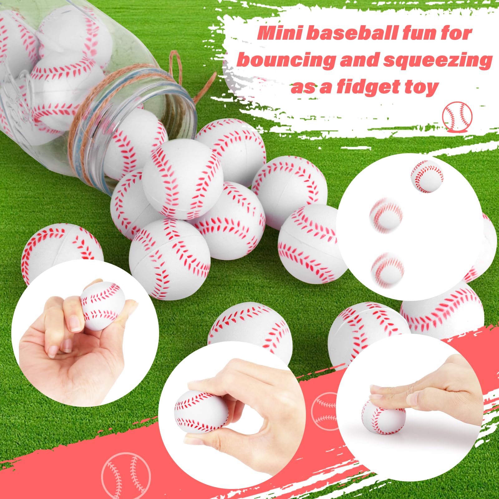 Waenerec baseball stress ball 20-pack display suitable for classroom or party use