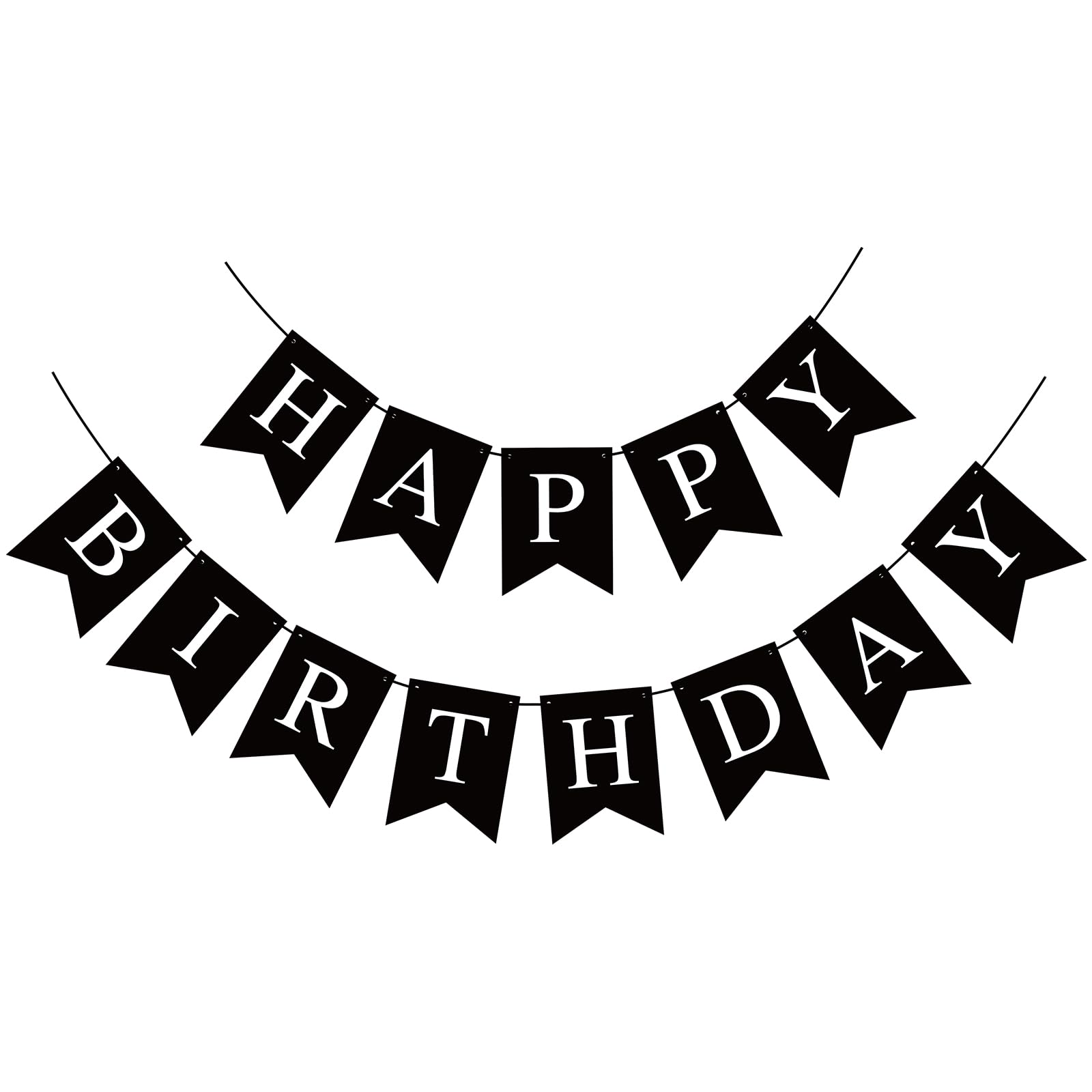 Waenerec black Happy Birthday banner letters for a chic party backdrop and photos.