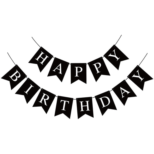 Waenerec black Happy Birthday banner letters for a chic party backdrop and photos.