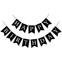 Waenerec black Happy Birthday banner letters for a chic party backdrop and photos.