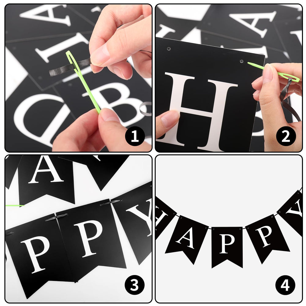Waenerec event decor with classic black flags for a timeless vibe.