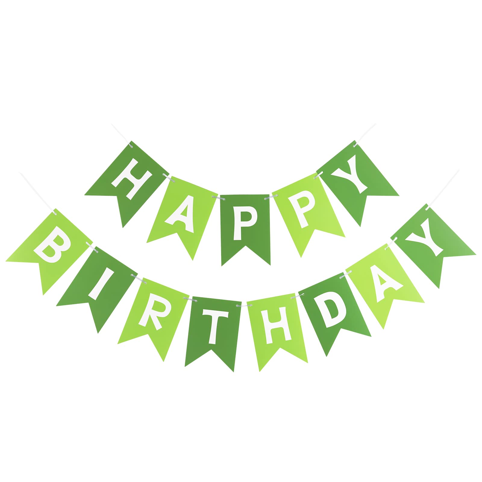 Waenerec green Happy Birthday banner closeup with vibrant flags for festive decor