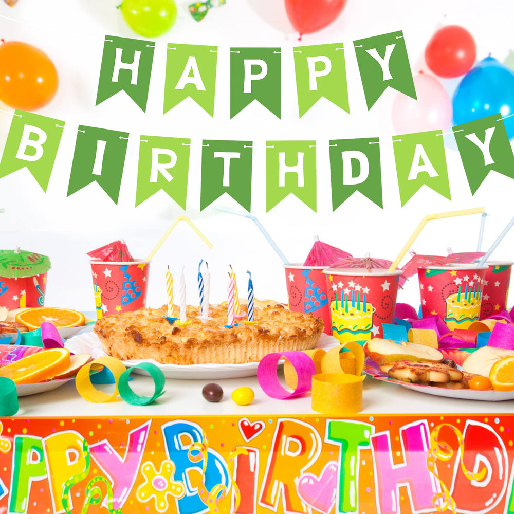 Waenerec green banner hanging on wall creates a colorful birthday backdrop