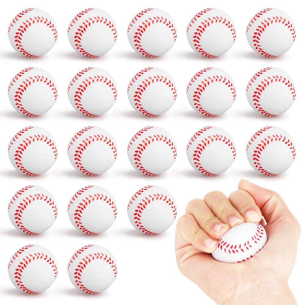 Waenerec mini baseball stress ball 20-pack close-up showing soft foam texture for squeeze play