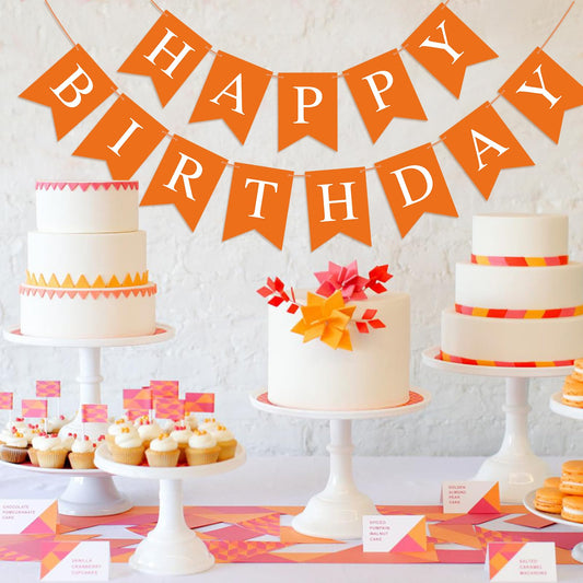 Waenerec orange birthday banner wall decor for festive home celebrations.