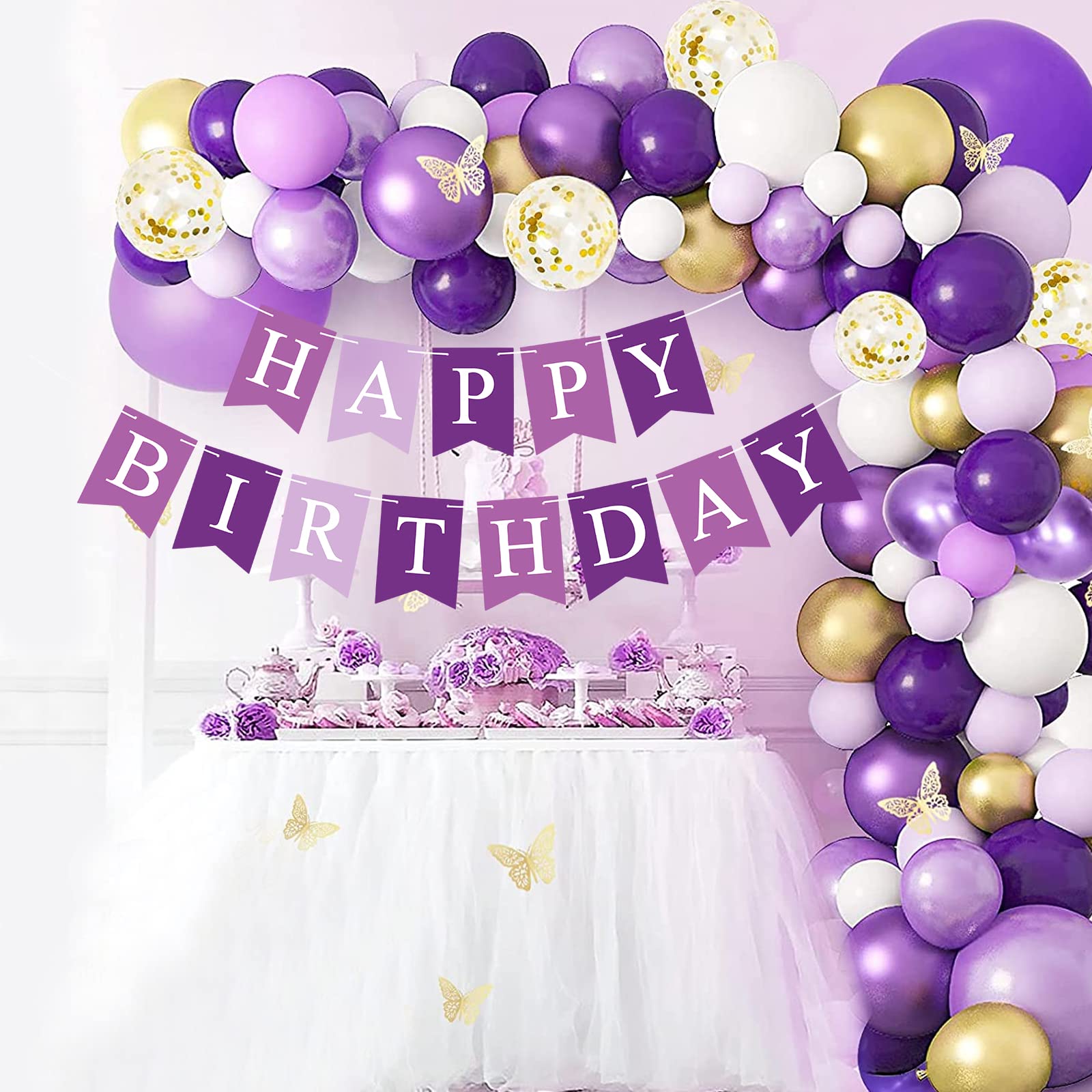 Waenerec purple birthday bunting, vibrant tones brighten any party