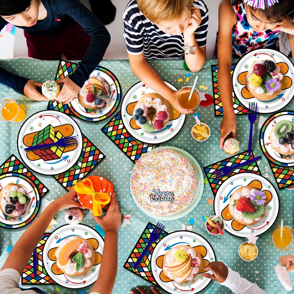 WAHA-GG 3D cube forks sturdy disposable cutlery for easy meals during party games.