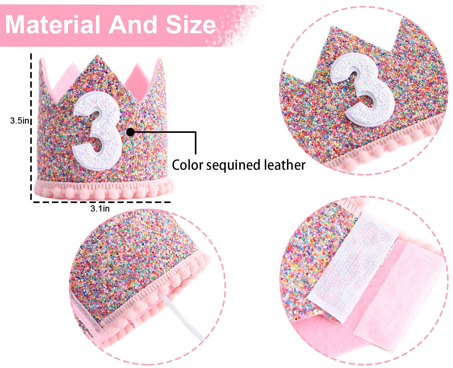 WAHAWU Rainbow Crown with pink felt lining for comfortable wear.