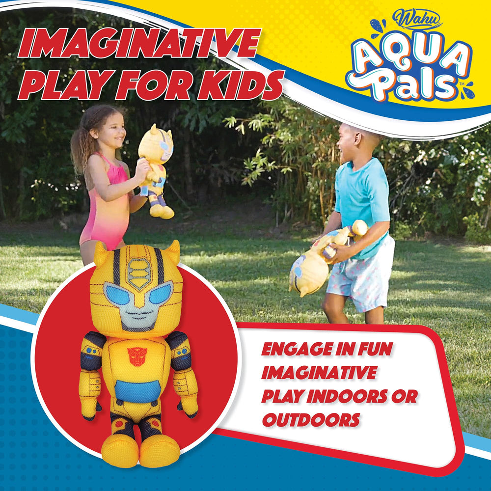 Imaginative play with WAHU Bumblebee near water inspires storytelling.