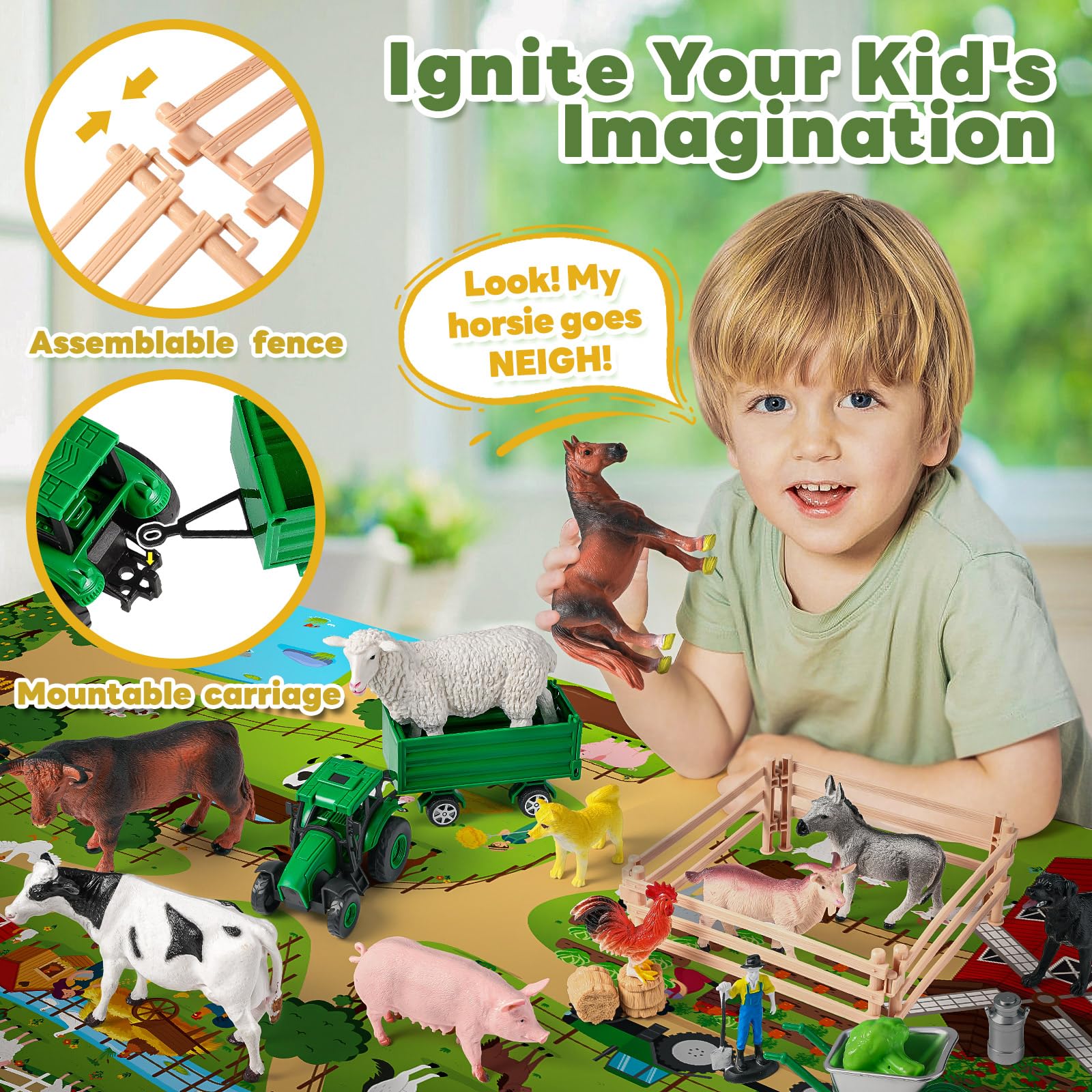 WAIIW farm play scene with soft mat supporting cooperative learning