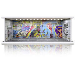 Waivvy 1/64 scale display garage with LED lighting showcases your car collection vividly.