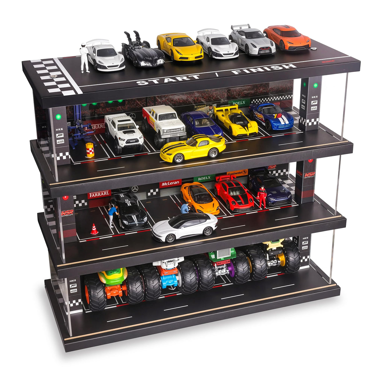 Waivvy display case for Hot Wheels with LED lights highlighting your 1:64 diecasts