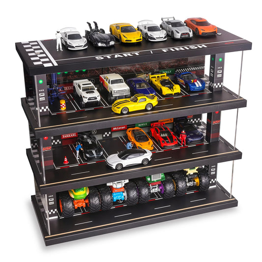 Waivvy display case for Hot Wheels with LED lights highlighting your 1:64 diecasts