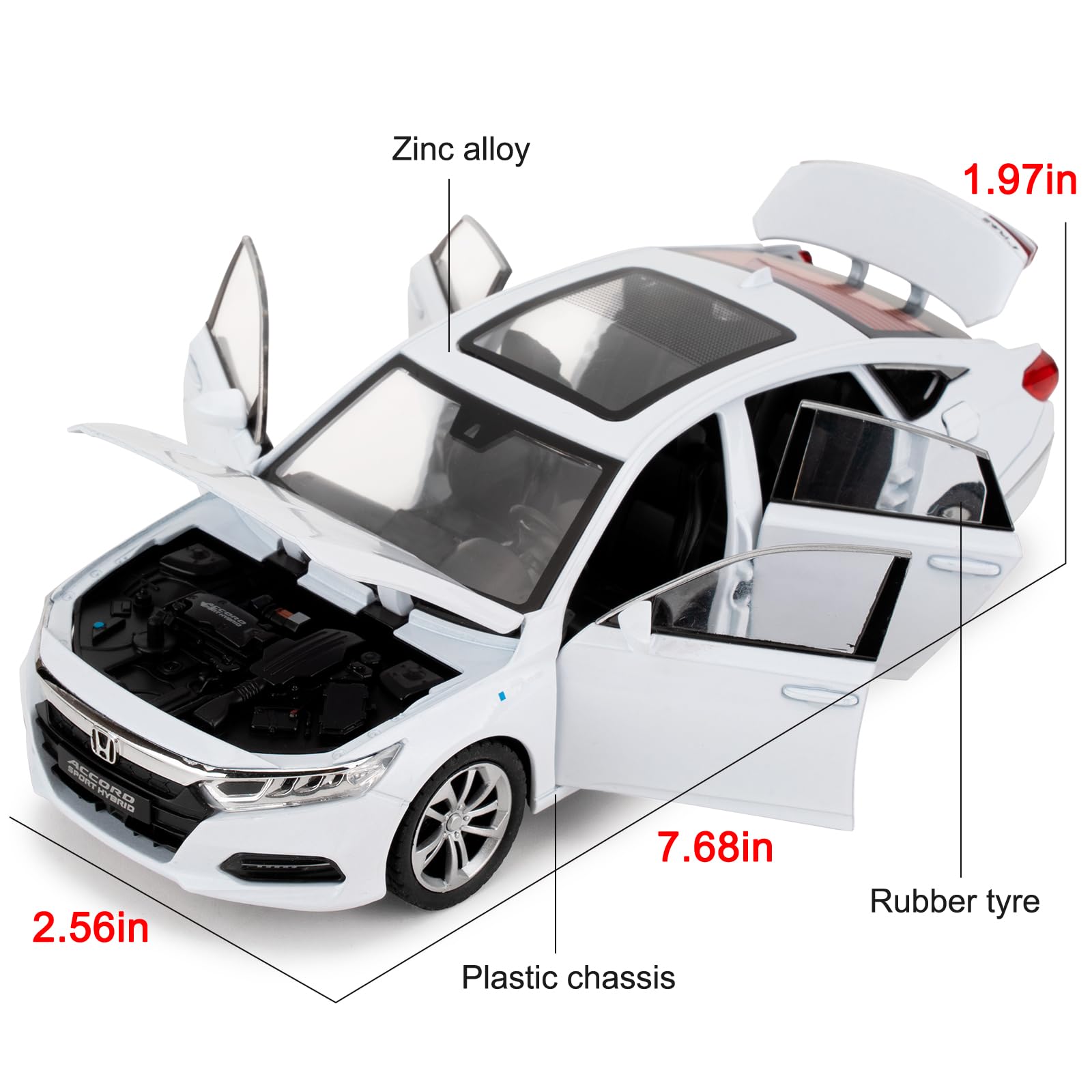 WAKAKAC 1:24 Accord toy car open door detail for interactive storytelling.