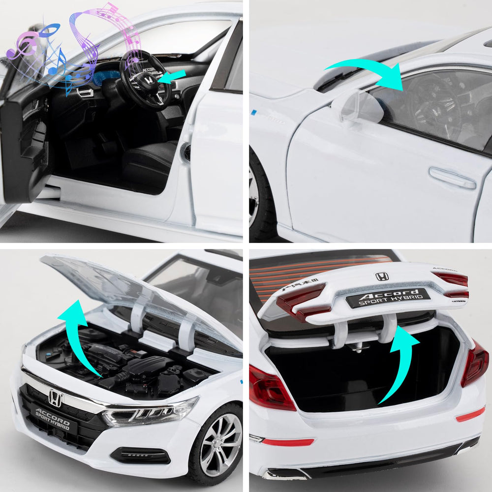 WAKAKAC 1:24 Accord toy car rear view highlights realistic finish.