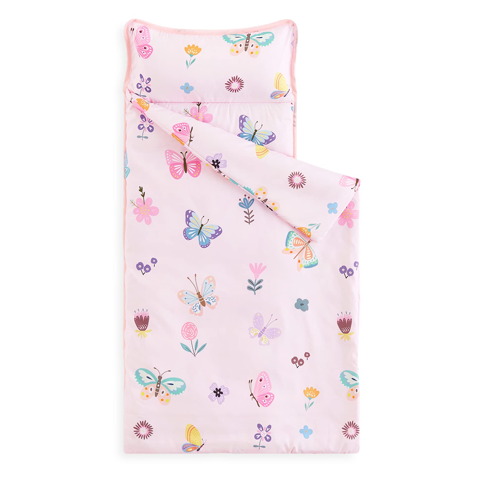 Wake In Cloud butterfly nap mat pink with soft butterfly flowers for cozy naps.