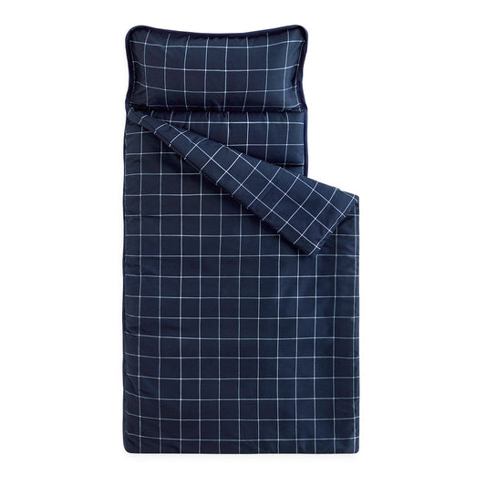 Wake In Cloud nap mat with gingham plaid design for cozy preschool naps