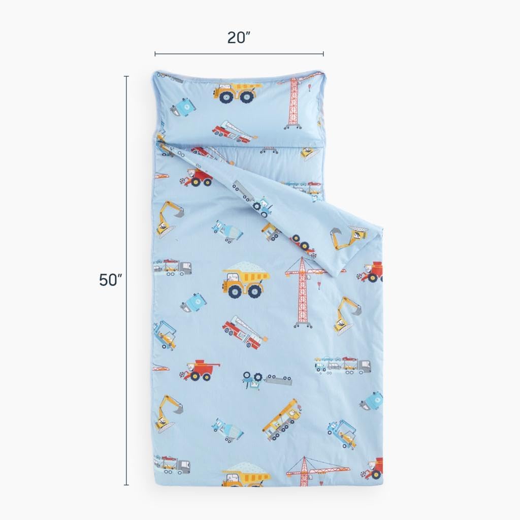 Wake In Cloud nap mat roll-up with handle and name card for easy transport.