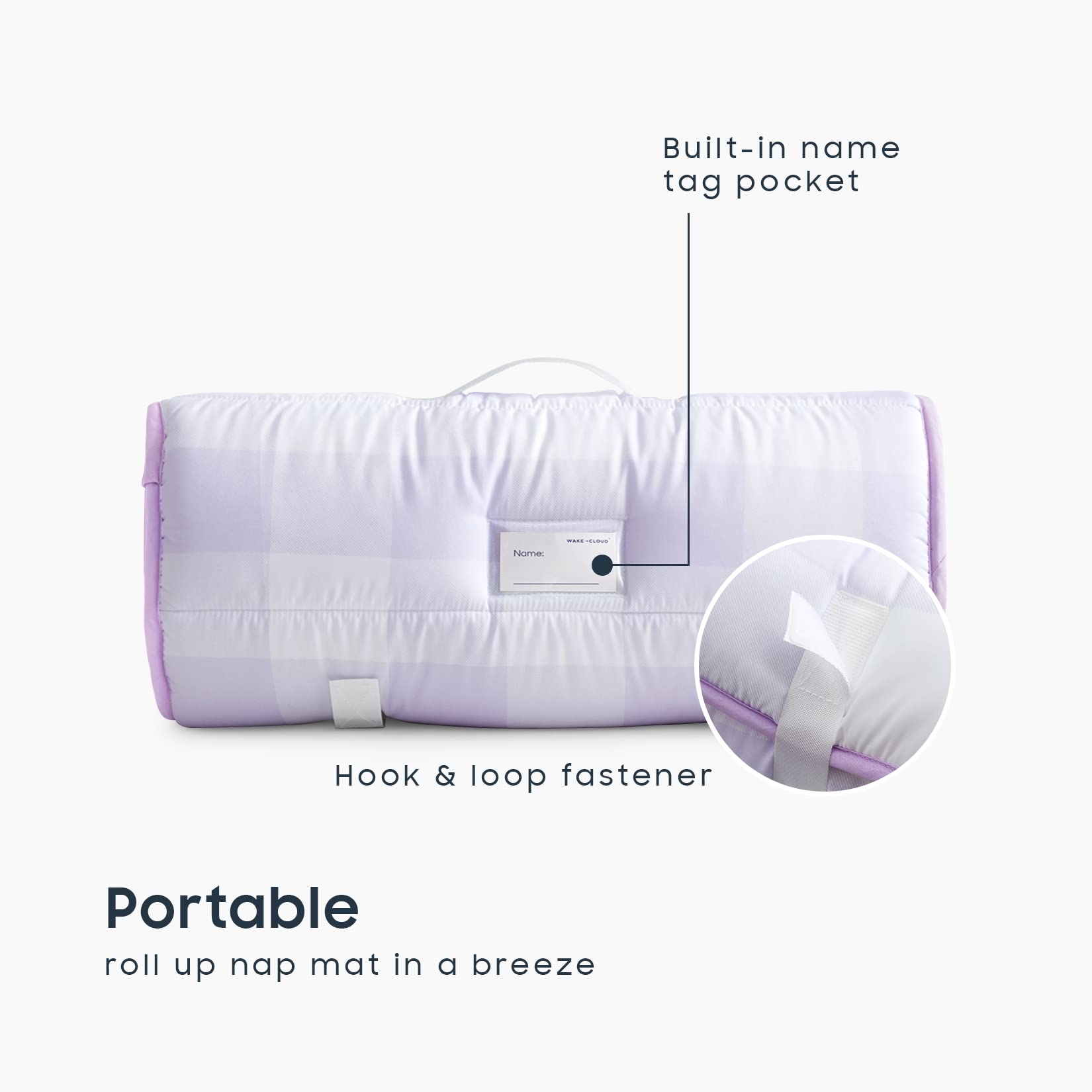 Wake In Cloud removable pillow 20x10 for adjustable comfort during naps.