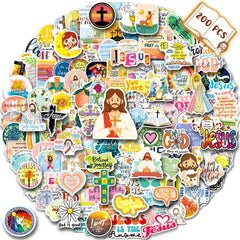 WAKEMOODEI 200pcs Jesus stickers variety for versatile personal item decoration