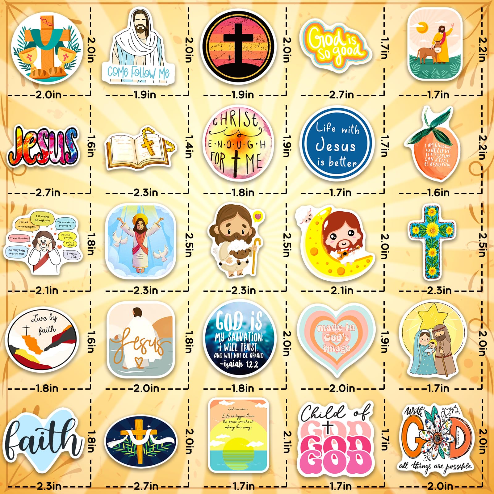WAKEMOODEI Jesus sticker pack display with diverse designs for daily inspiration