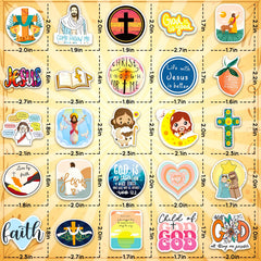 WAKEMOODEI Jesus sticker pack display with diverse designs for daily inspiration