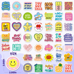 WAKEMOODEI laptop stickers brighten devices with positive messages for study sessions.