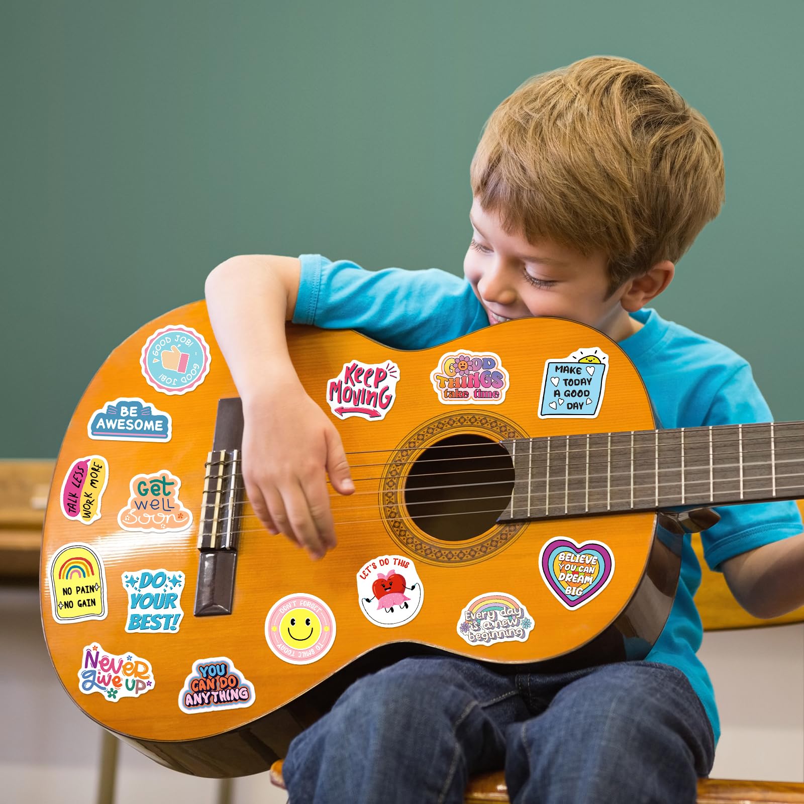 WAKEMOODEI lunch-box stickers brighten gear with positive quotes.