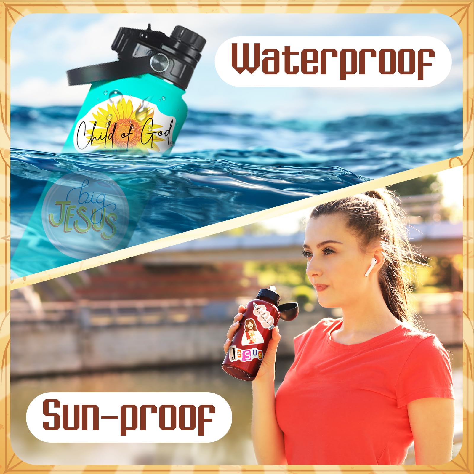 WAKEMOODEI water bottle decoration using waterproof vinyl for durable outdoor use