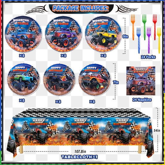 Wakeys Monster Truck 9-inch plates with vibrant designs for hearty servings